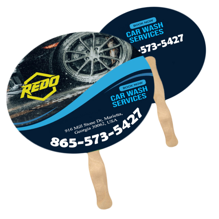 Customized Oval Shape Two Sided Single Paper Hand Fans 