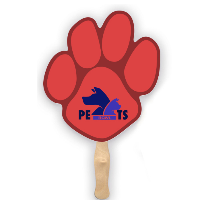 Customized Paw Shape Single Sided Paper Hand Fans