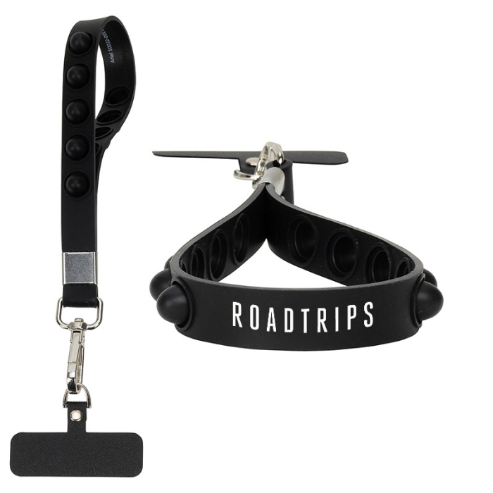 Imprinted 2-in-1 Push Pop Stress Reliever Phones and Keychain Wristlets