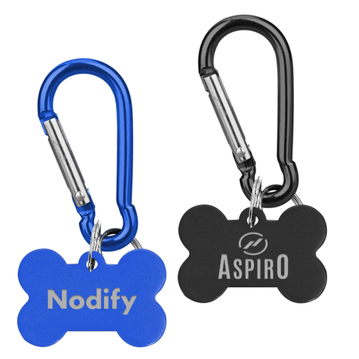 Imprinted Aluminum Pet Tags with Carabiner