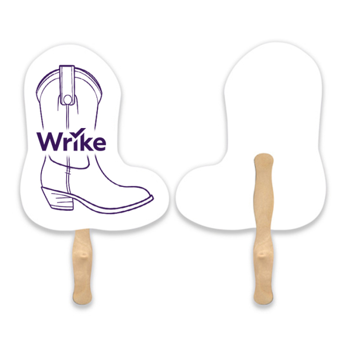Imprinted Cowboy Boot Shape Single Hand Fans 