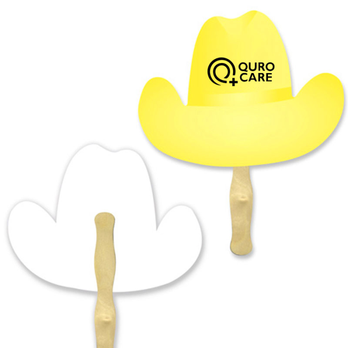 Imprinted Cowboy Hat Shape Single Sided Paper Hand Fans 