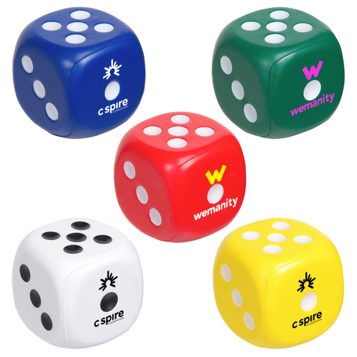 Imprinted Dice Stress Relievers