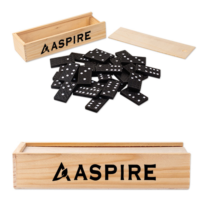 Imprinted Dominoes In Wood Boxes