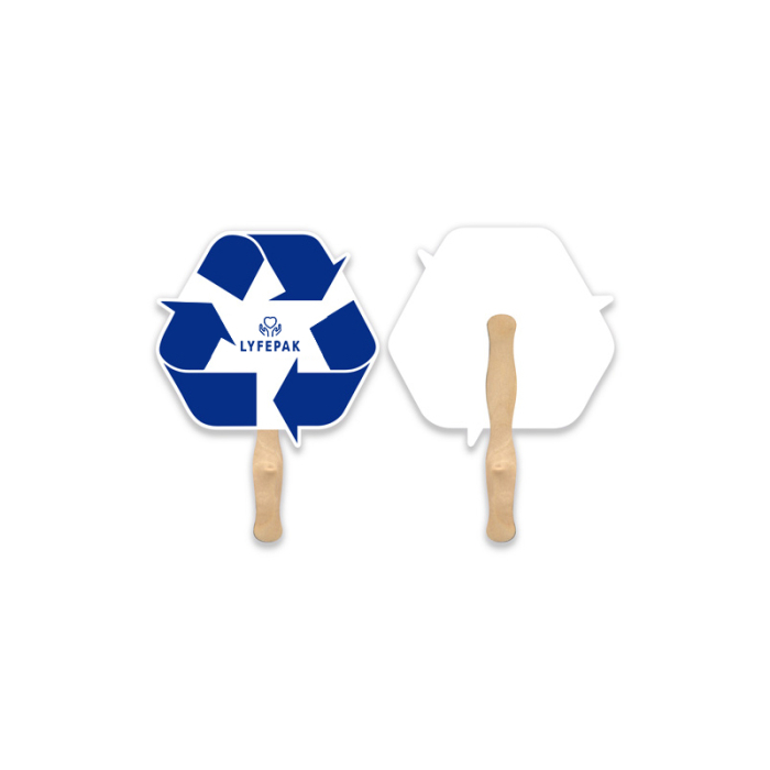 Imprinted Eco Recycle Shape Single Hand Fans 