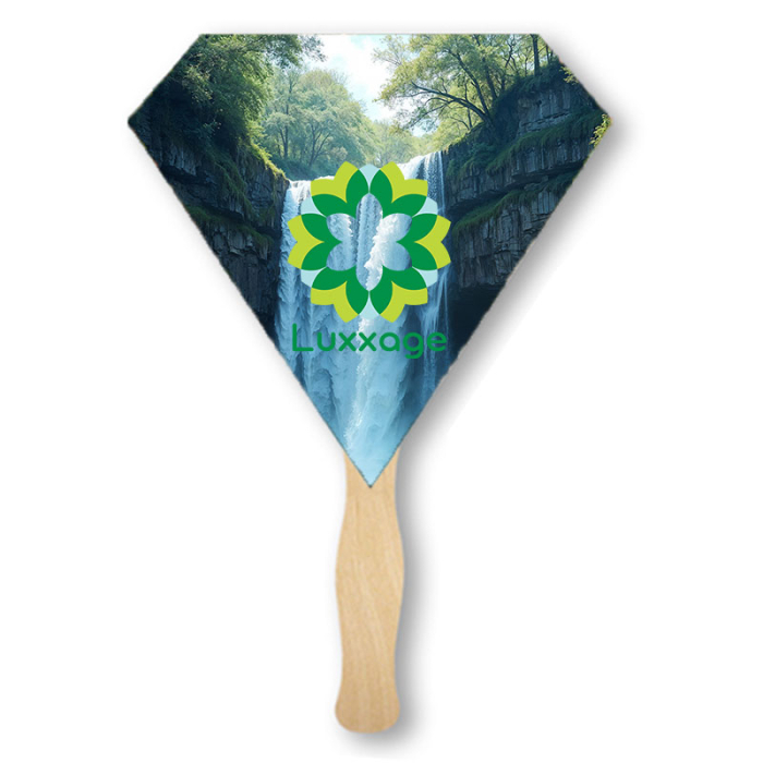 Imprinted Gem Diamond Shape Single Sided Paper Hand Fans 