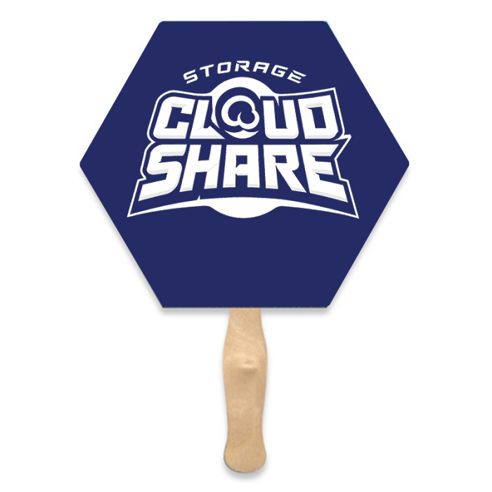 Imprinted Hexagon Shape Single Sided Paper Hand Fans