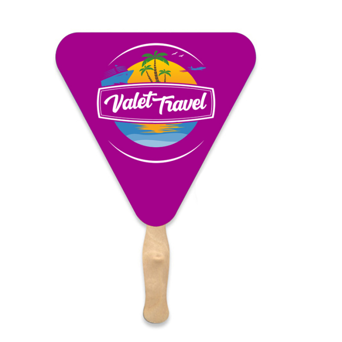 Imprinted Triangle Shape Two Sided Single Paper Hand Fans 