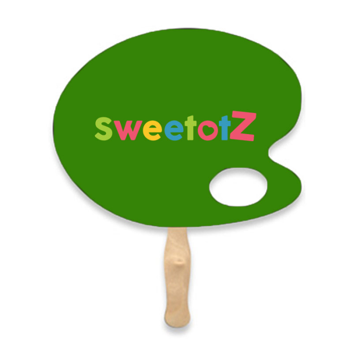 Personalized Artist Palette Shape Single Sided Paper Hand Fans