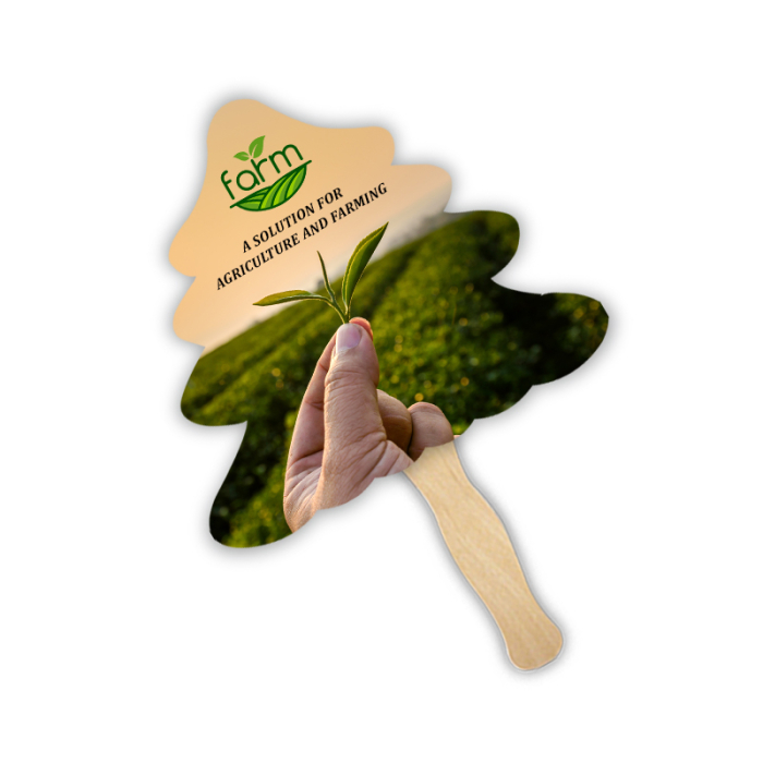 Personalized Evergreen Tree Shape Two Sided Single Paper Hand Fans