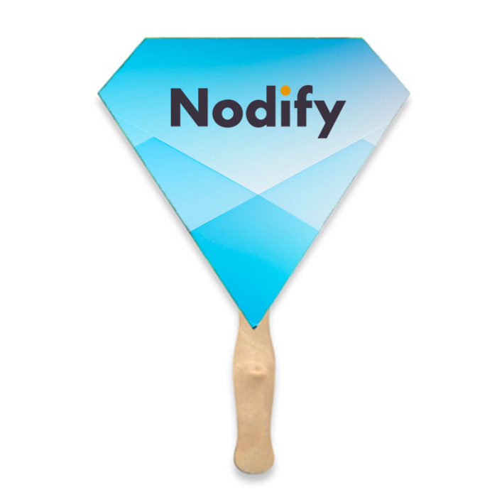 Personalized Gem or Diamond Shape Two Sided Single Paper Hand Fans 