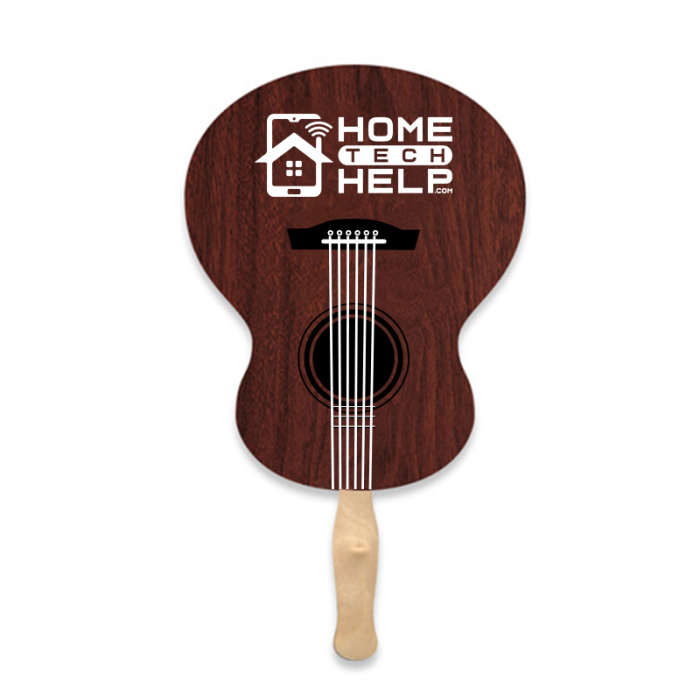 Personalized Guitar Shape Two Sided Single Paper Hand Fans