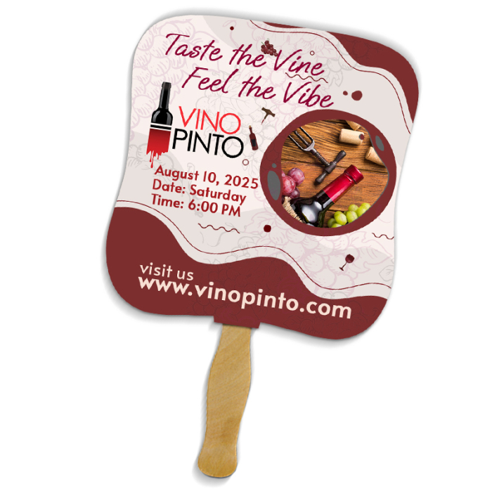 Personalized Mini Bread Shape Single Sided Hand Fans with Wood Stick Handles