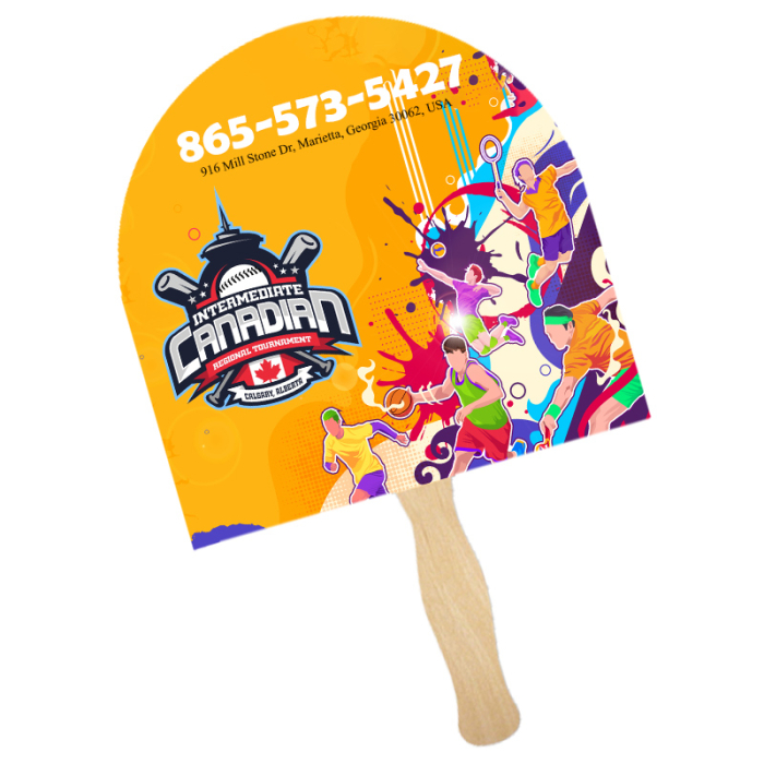 Promotional Arch Shape Two Sided Single Paper Hand Fans