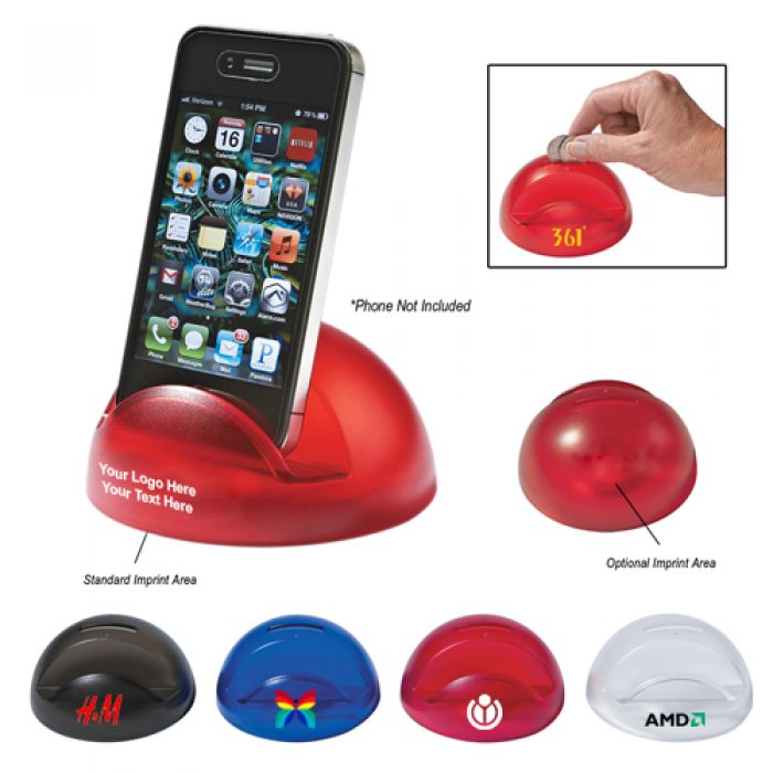 Logo Imprinted Bubble Phone Stand Banks