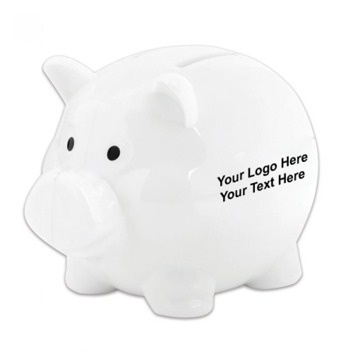 Personalized 2 Slot Piggy Banks - White