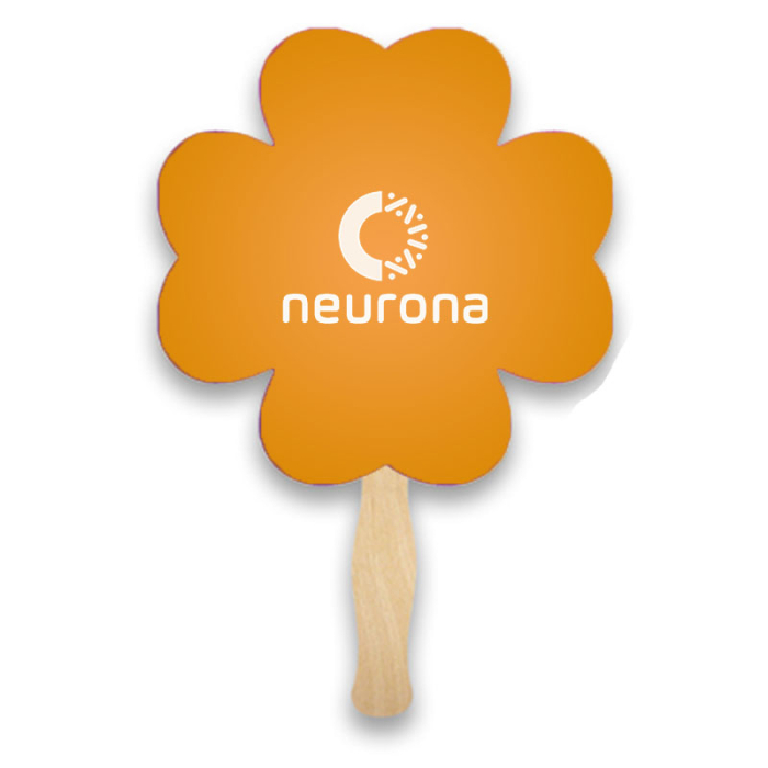 Promotional Clover Shape Single Sided Paper Hand Fans 