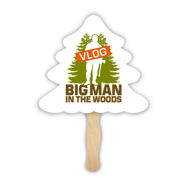 Promotional Evergreen Tree Shape Single Sided Paper Hand Fans