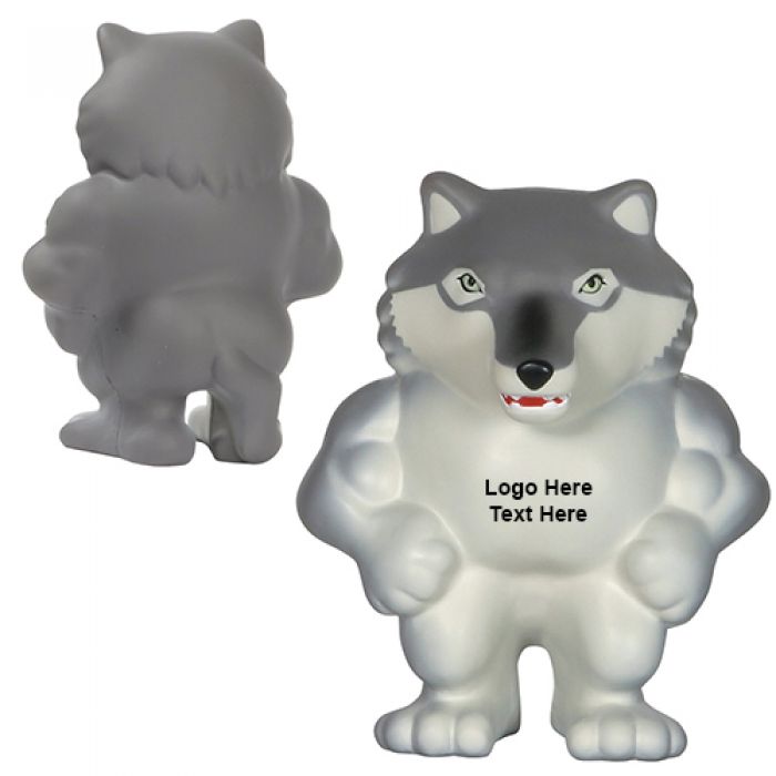 Promotional Wolf Mascot Stress Relievers