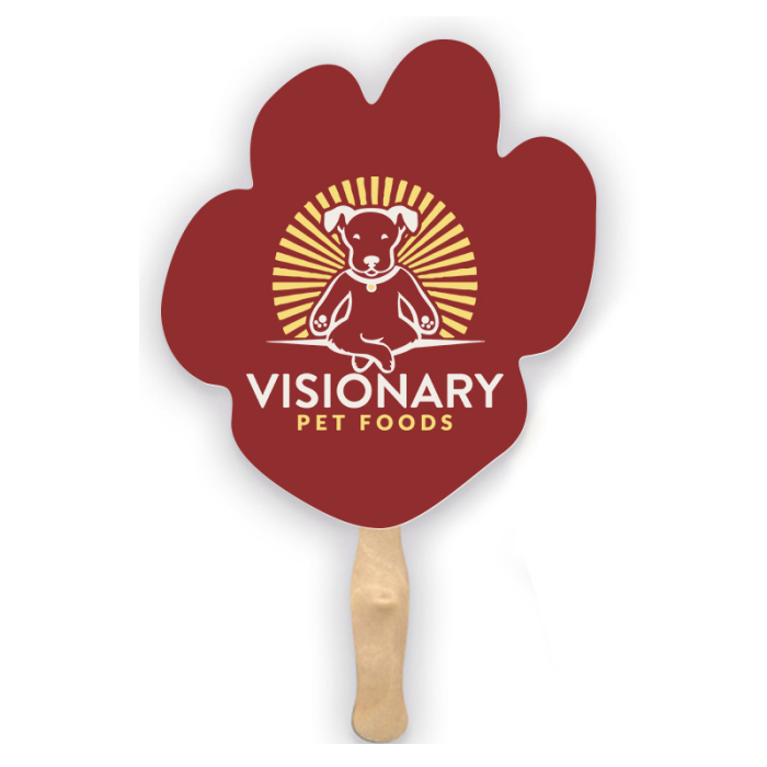 Promotional Paw Shape Two Sided Single Paper Hand Fans