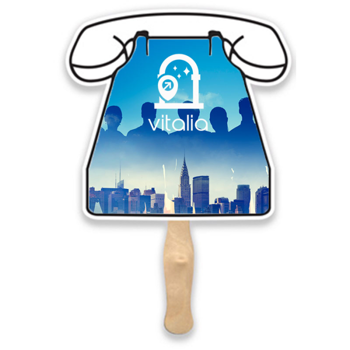 Promotional Phone Shape Two Sided Single Paper Hand Fans 