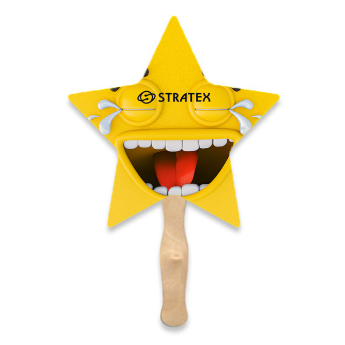 Promotional Star Shape Two Sided Single Paper Hand Fans 
