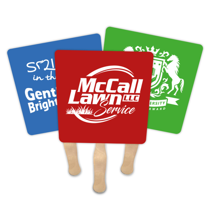 Promotional Tapered Square Shape Single Hand Fans 