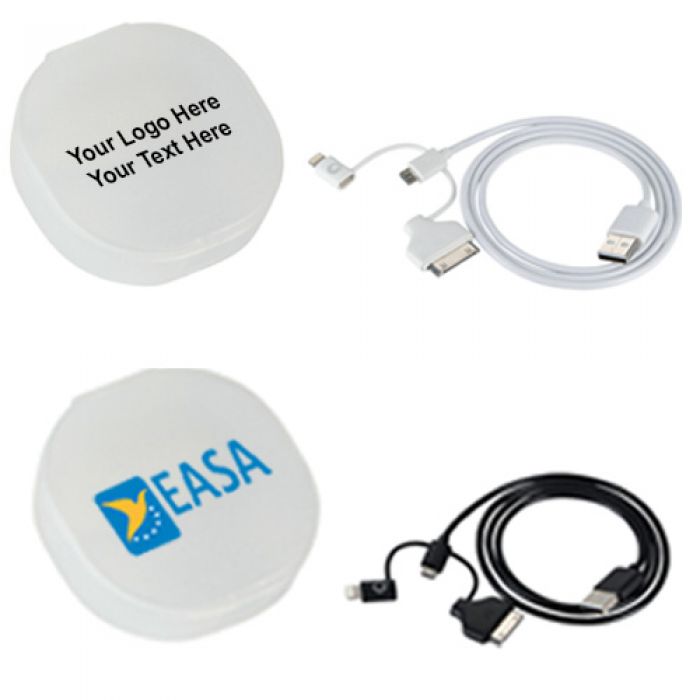 Custom Logo Imprinted 3-in-1 Cable with Carrying Case