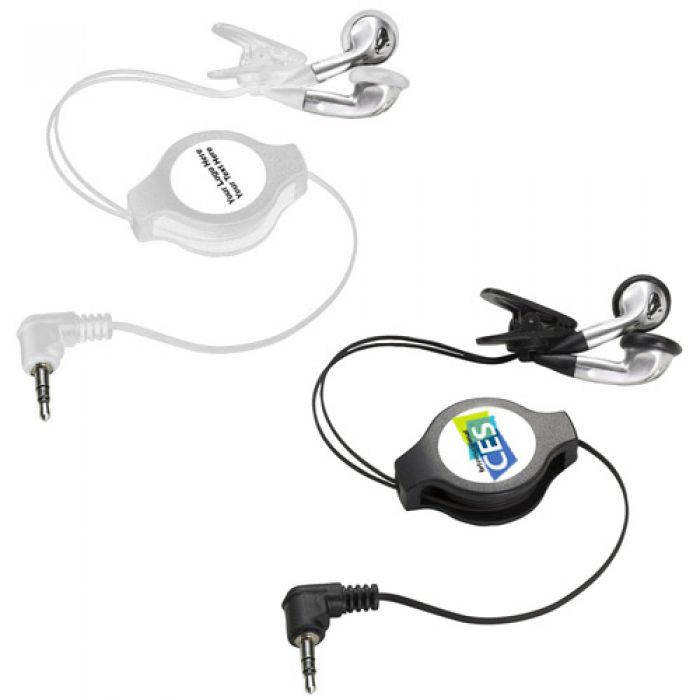 Custom Printed Retractable Earphones with 2 Colors