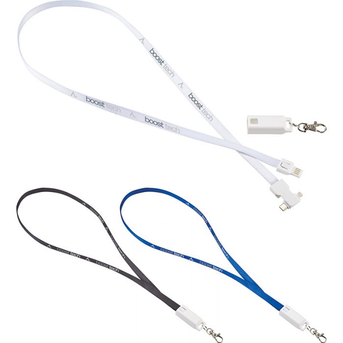 Personalized Trace 3-in-1 Charging Cables with Lanyard