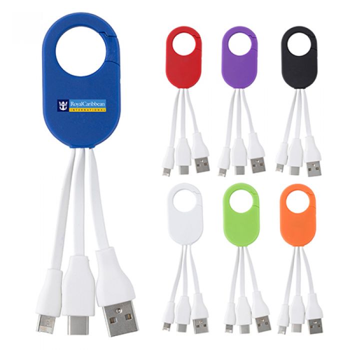 Promotional 3 In 1 Charging Buddy with Carabiner Clips