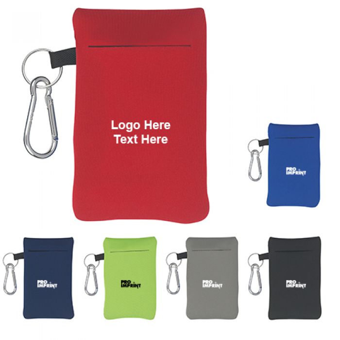 Promotional Large Neoprene Portable Electronics Case With Carabiners