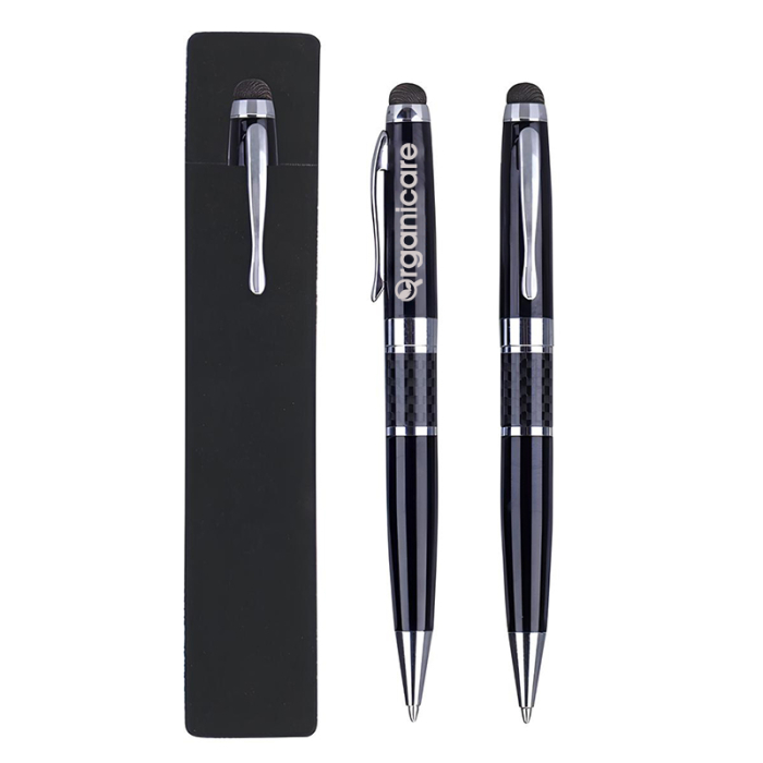 Custom Executive High Carbon Fiber Brass Stylus Pens with PE Pouch