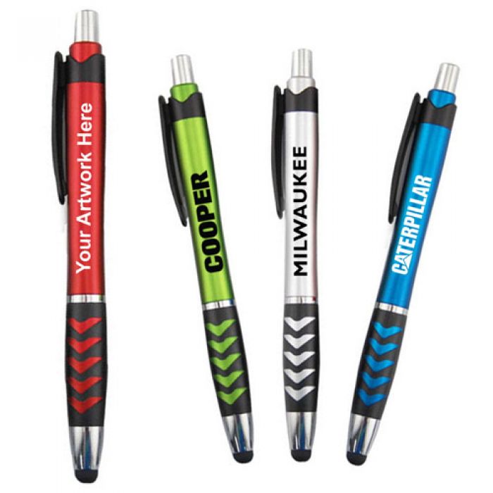 Custom Imprinted Modern Stylus Click Pen with 4 Colors