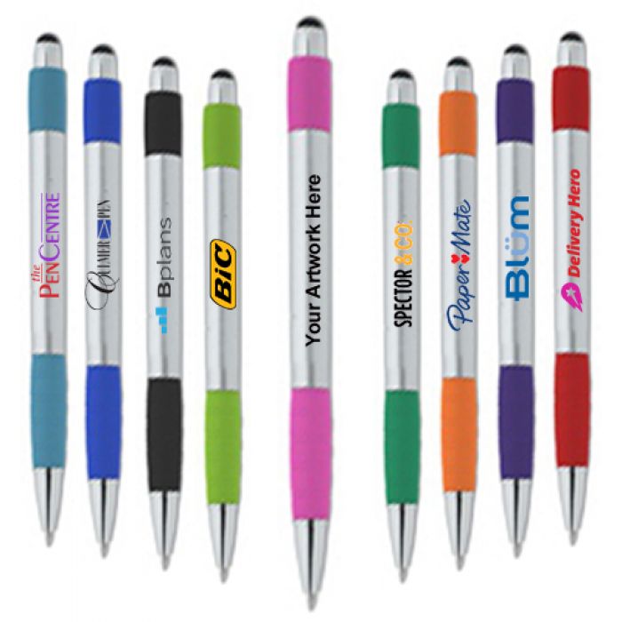 Customized Silver Element Stylus Pens with Screen Cleaner