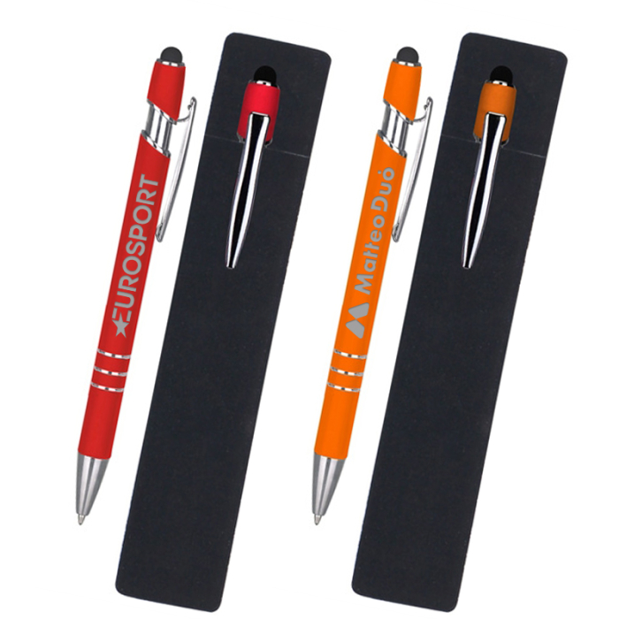 Personalized Soft-Touch Stylus Pens with PE-Pouch