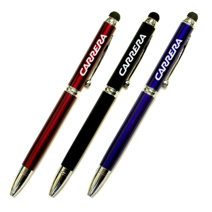 Promotional Blue and Black Ink Metal Pens with Stylus and Case