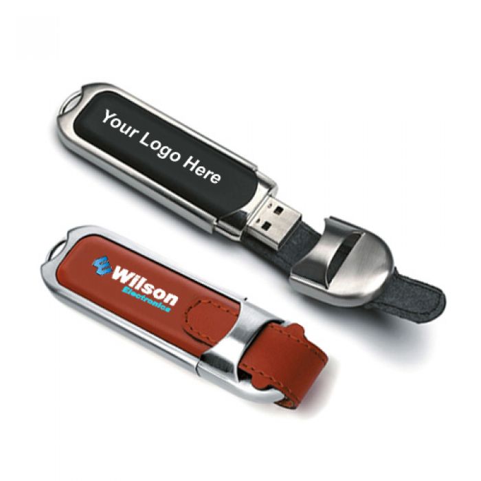 Custom Imprinted 4 GB Leather Buckle USB 2.0 Flash Drives