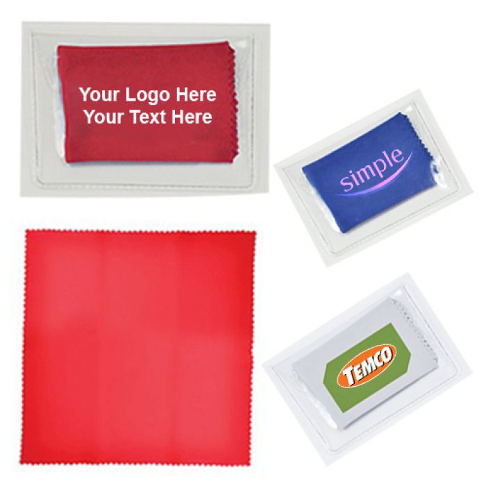 6x6 Inch Custom Imprinted Microfiber Cleaning Cloths in Pouch