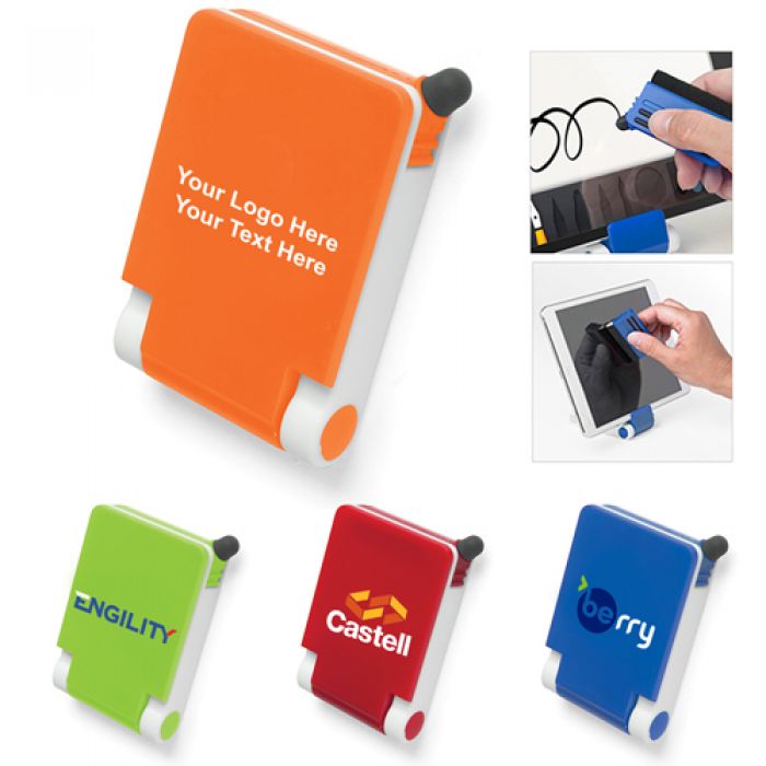 Promotional Logo Gamma Phone Stand with Stylus and Cleaner