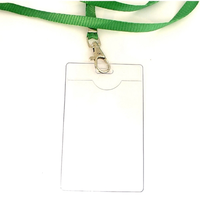 3x4 Inch Clear Vinyl Badge Holders with Lanyard