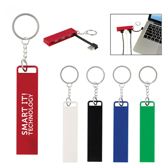 Custom Printed 3 Port Traveler Usb Hub Key Chains