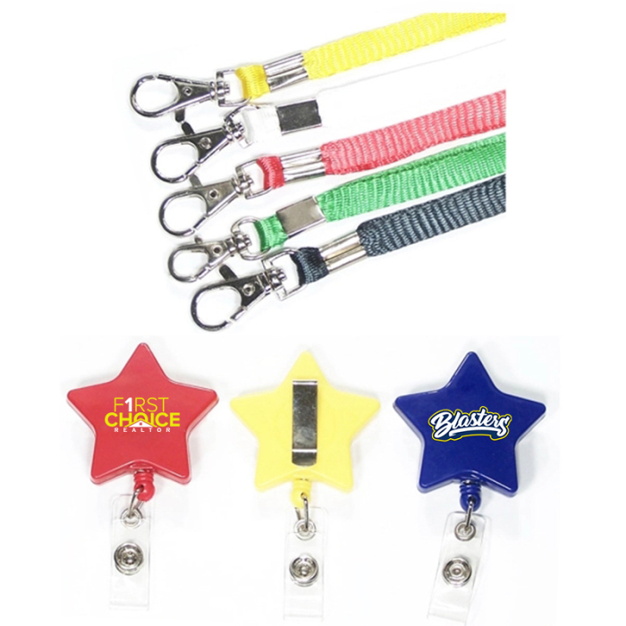 Custom Star Shape Retractable Badge Holders with Lanyard