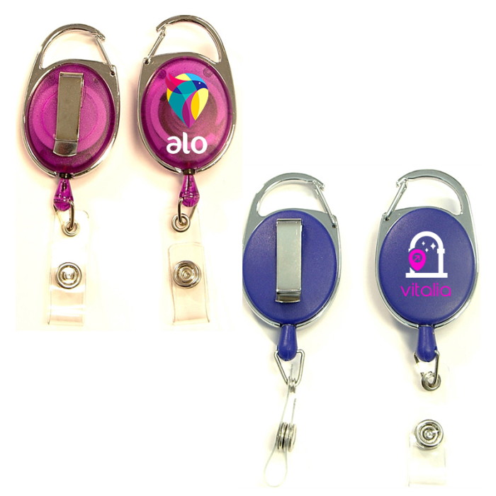 Customized Oval Shape Retractable Badge Holders with Clip