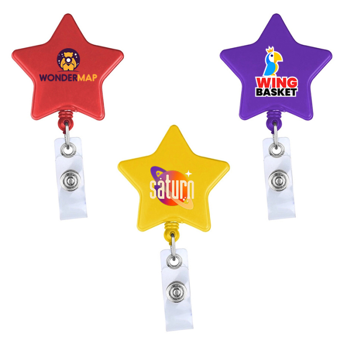 Imprinted Star Shape Retractable Badge Holders