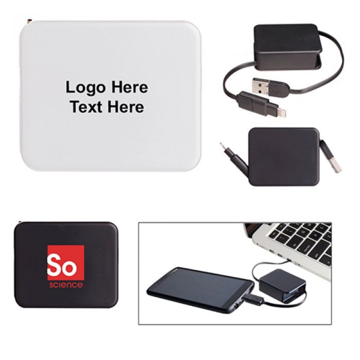 Logo Imprinted Retractable Dual Charging Cords