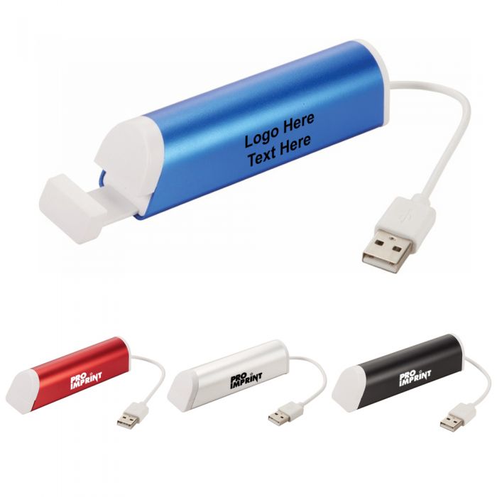 Promotional Aluminum 4-Port USB Hubs & Phone Stands