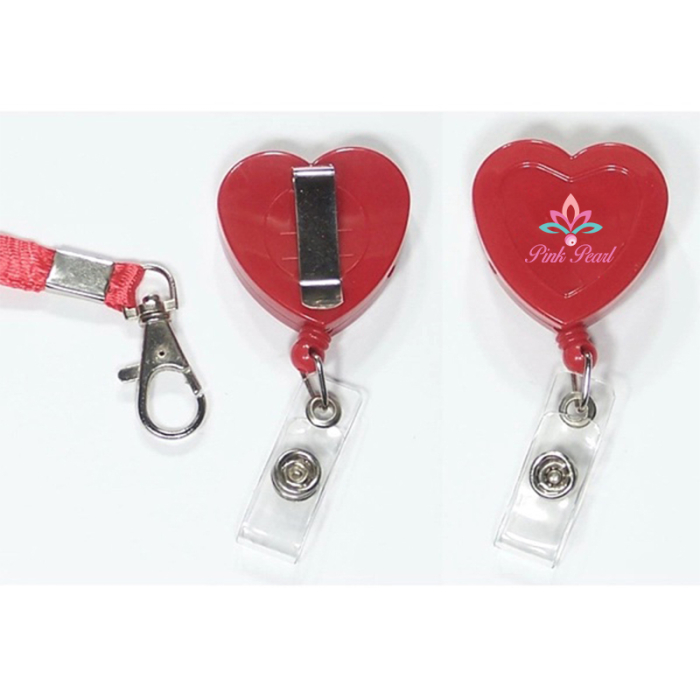 Promotional Heart Shape Retractable Badge Holders with Lanyard