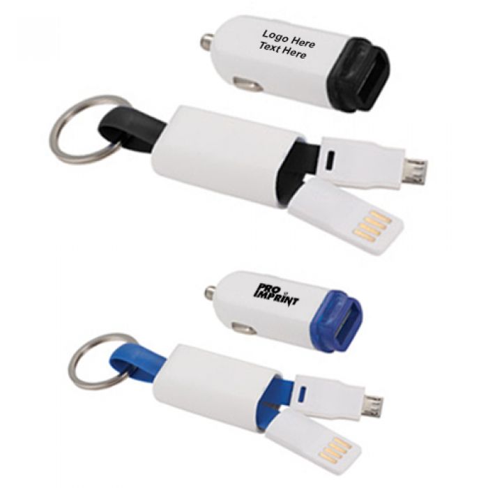 Promotional Logo Vessel Car Chargers with Micro Cable