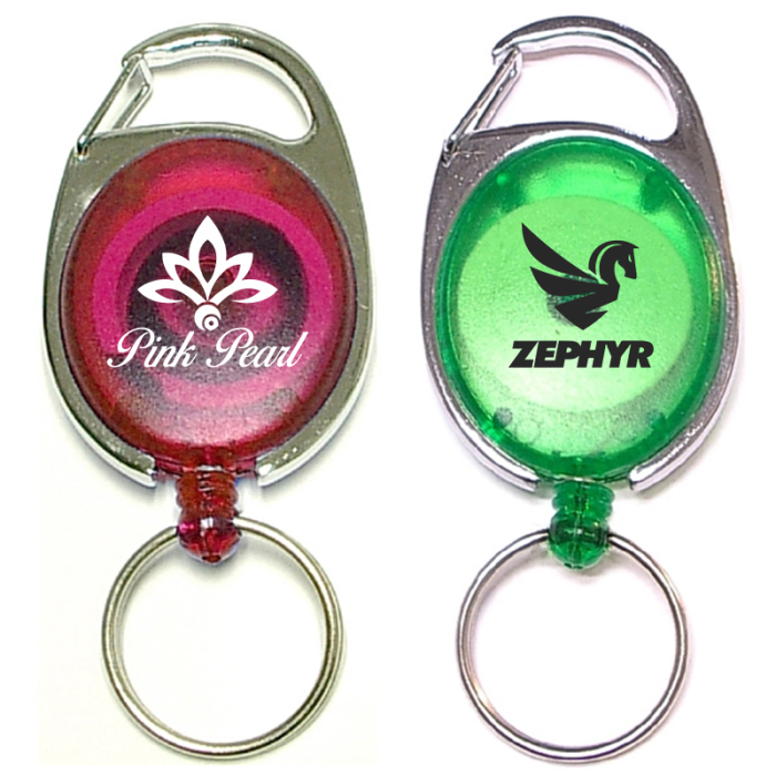 Promotional Oval Shape Retractable Key Holders with Carabiner Clip